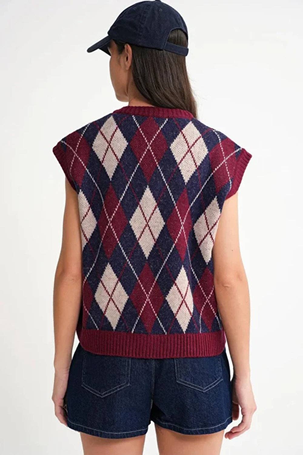 Hoxton Gal - Vendita all'ingrosso Maglione smanicato - Donna - Gilet Maglia a Motivo Argyle4