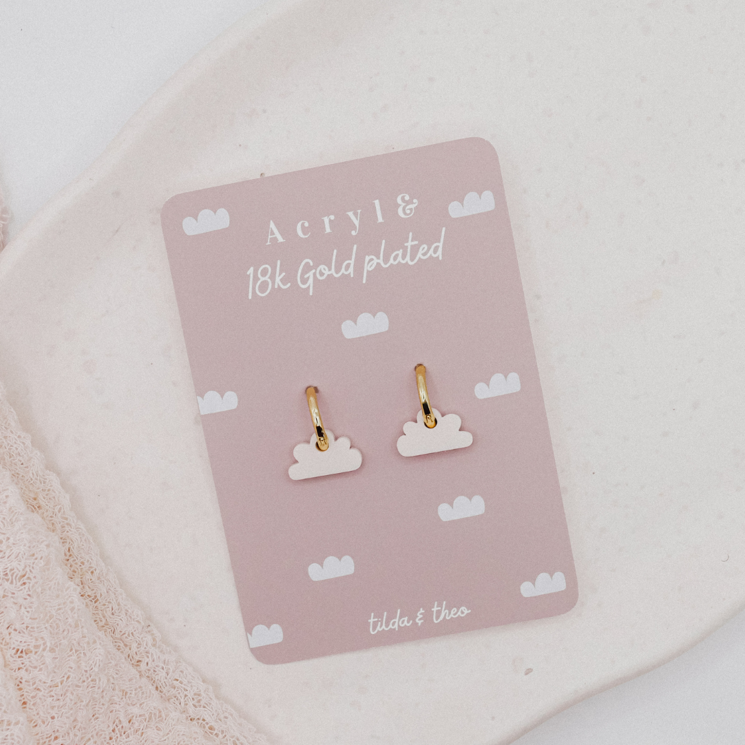Tilda&Theo - Wholesale Dangle Earrings - 18K gold-plated white cloud creole creole cloud earrings7