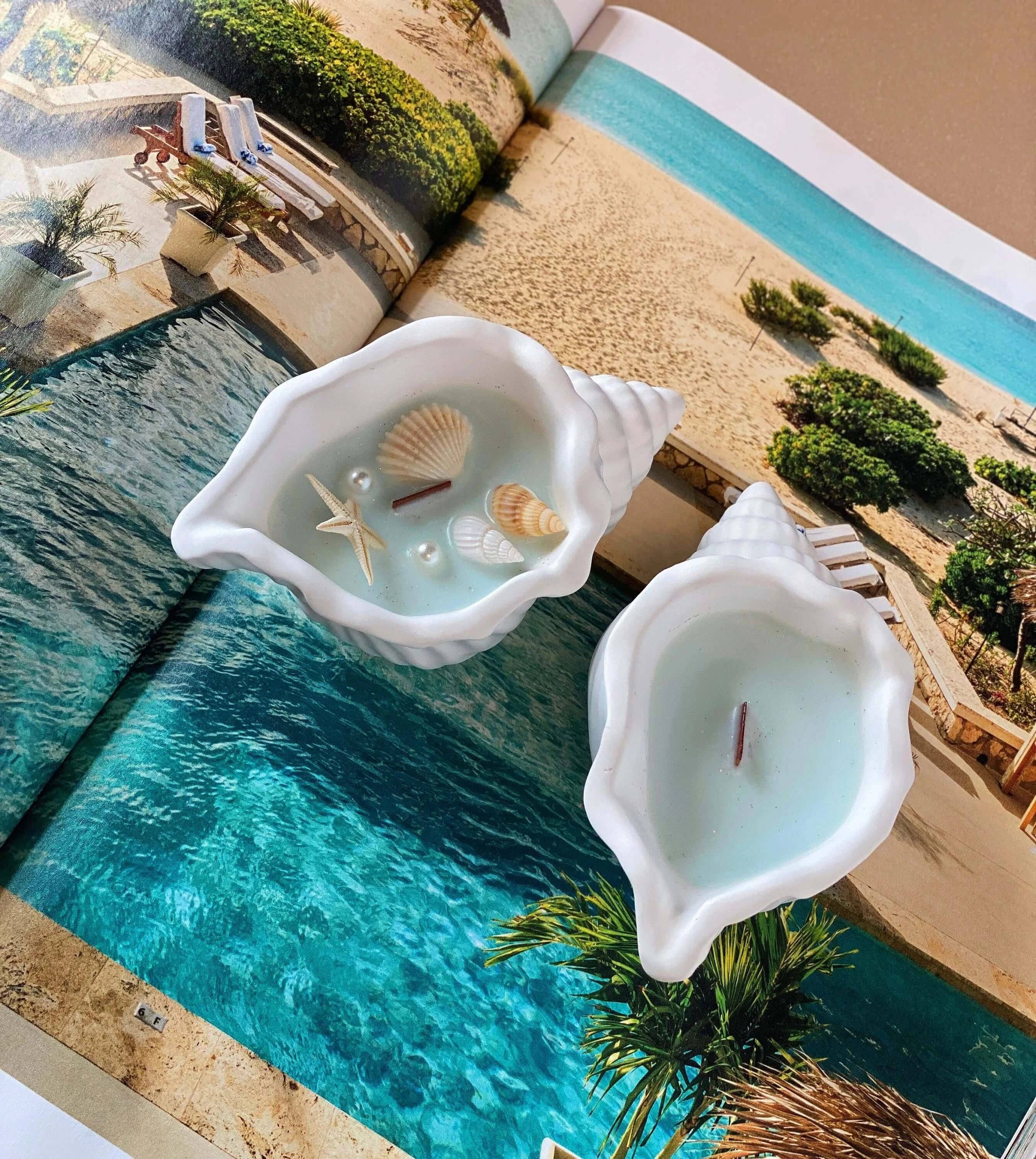 Crazy About Candles - Wholesale Jar/Filled Candle - Ocean’s Whisper Candle in Jesmonite Shell – Coastal Calm at Home3