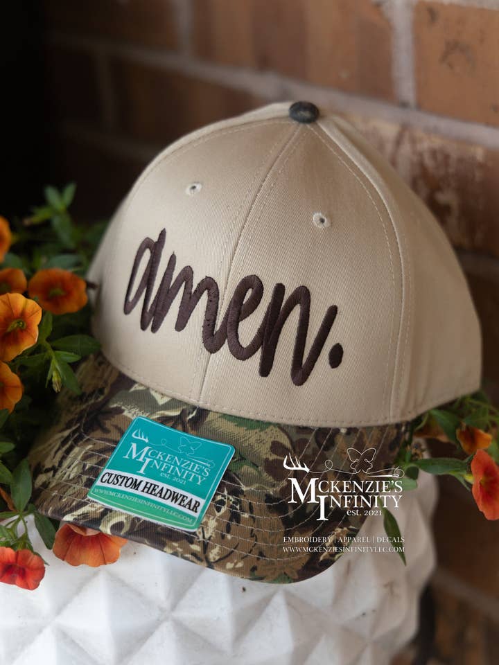 Amen Embroidered Camouflage Two-Toned Cap/Hat for wholesale by McKenzie’s Infinity LLC