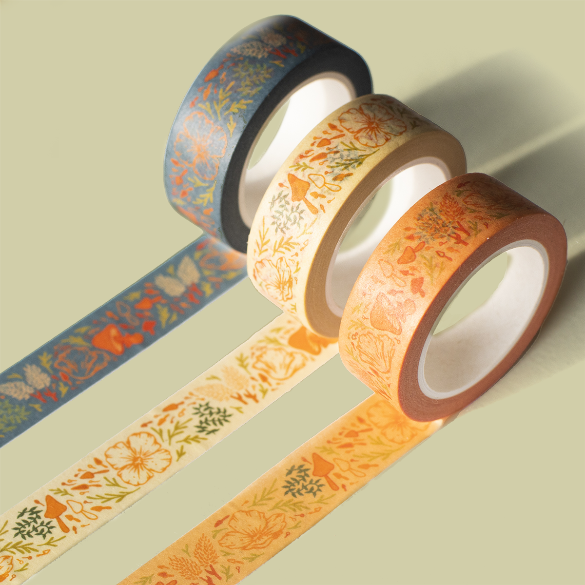 Mustard Beetle - Wholesale Washi Tape - Floral, Poppies + Mushrooms, 1/2" Washi Tape Roll9