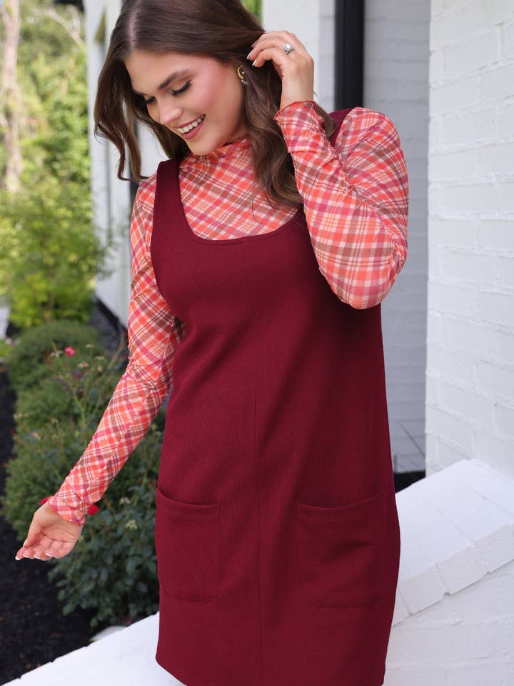 Rory Ribbed Jumper Dress- Burgundy for wholesale by Jess Lea