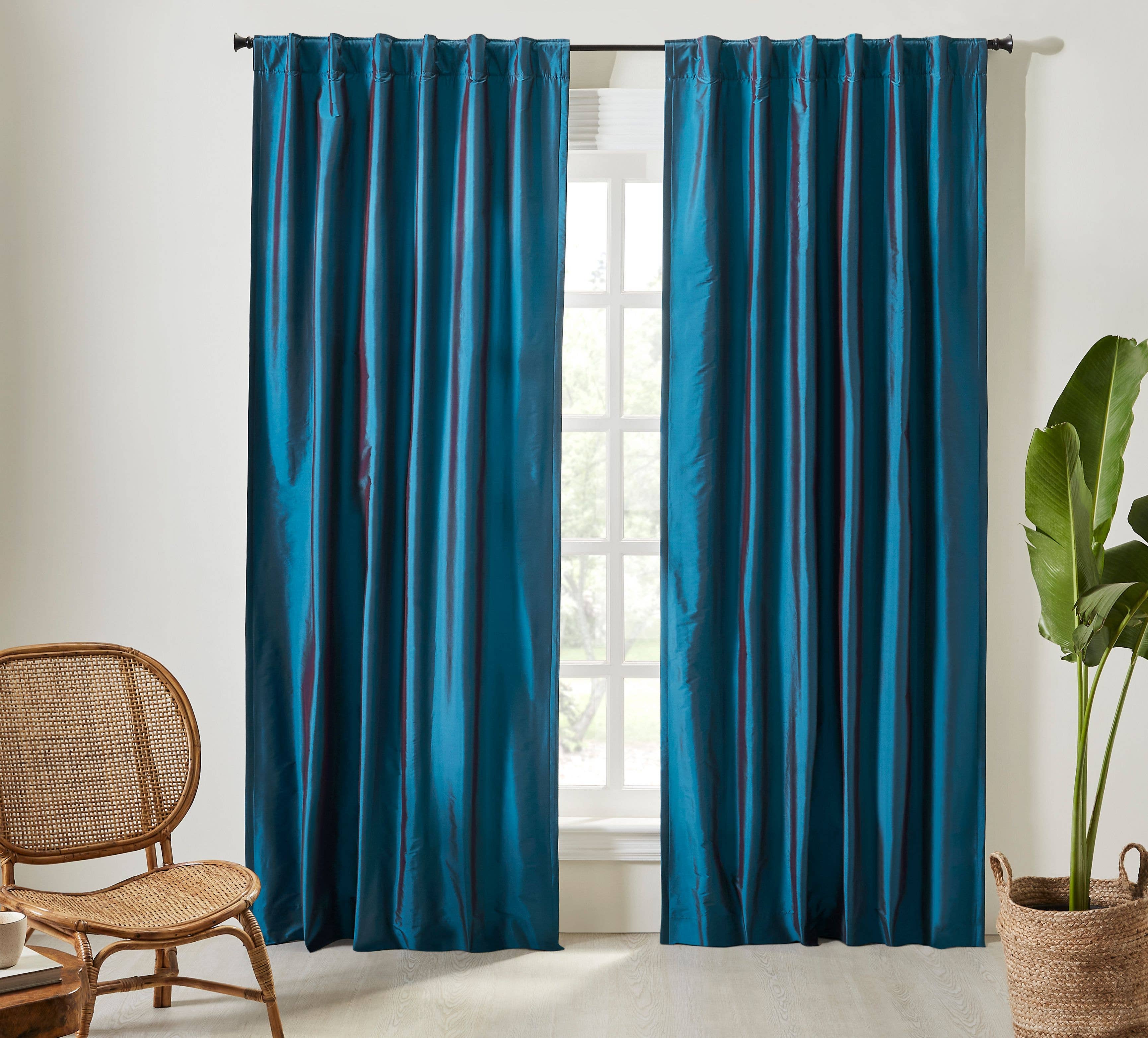 Seafoam azul Cortina Taffetta de Seda Sólida Valência, Azul Seafoam para venda a revendedores na Faire