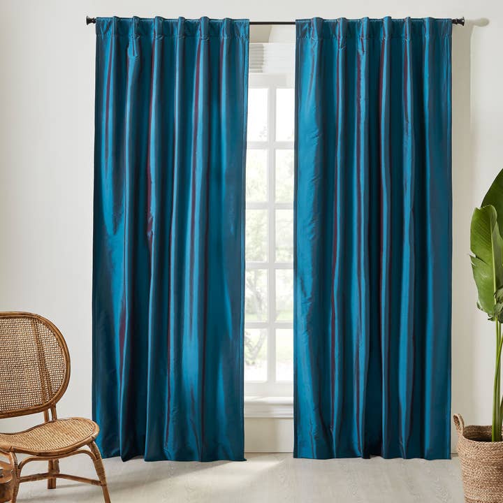 Seafoam azul Cortina Taffetta de Seda Sólida Valência, Azul Seafoam para venda a revendedores na Faire0