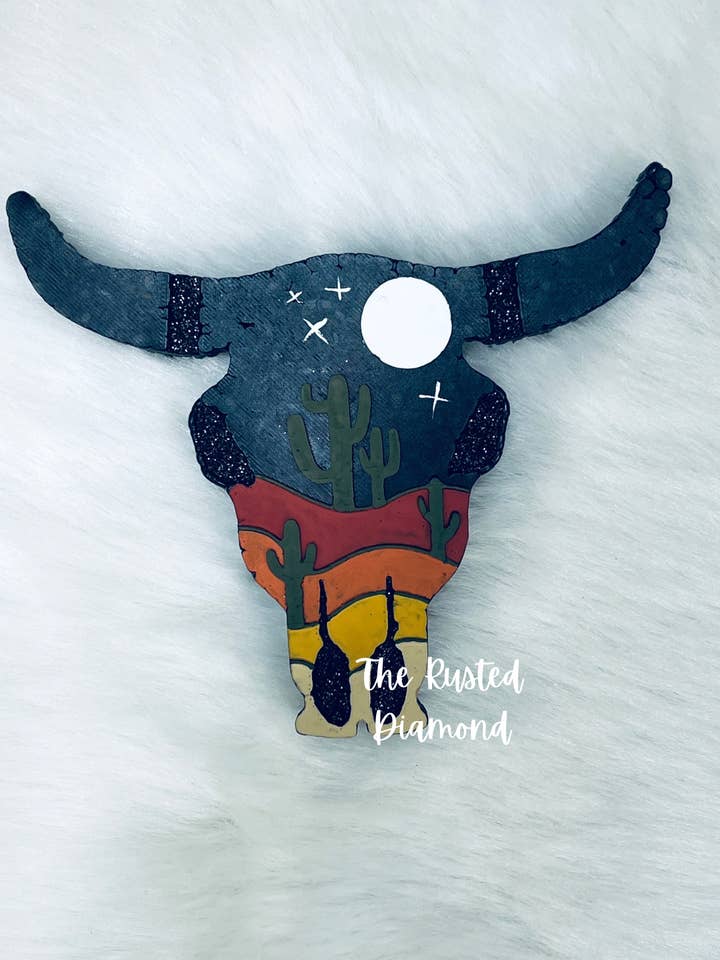 Desert Scene Bull Skull Freshie for wholesale by The Rusted Diamond