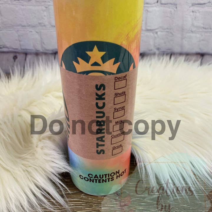 Rainbow Starbucks- Stainless Steel Sublimated Tumbler for wholesale by Creations by Trudy