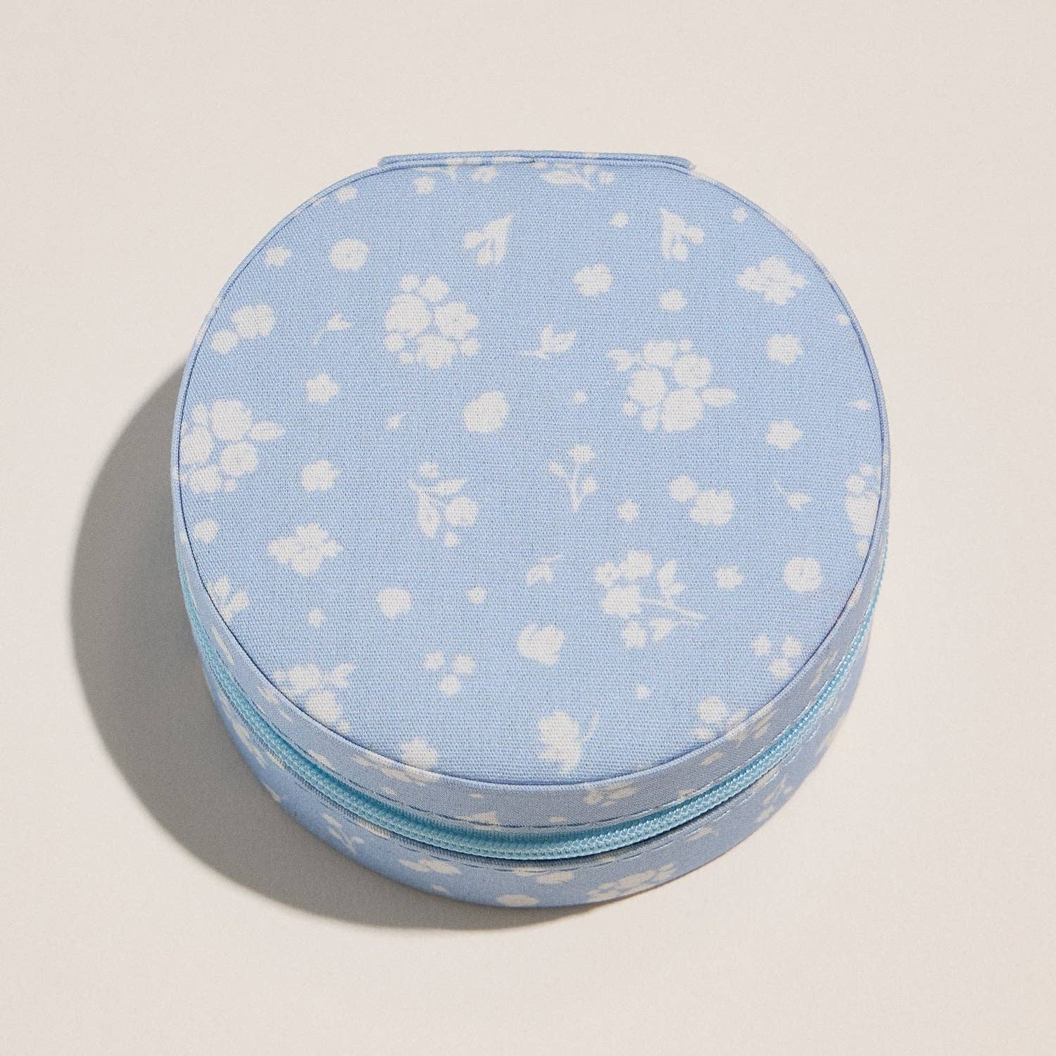 BL Blue Floral Cotton Travel Jewelry Box for wholesale on Faire