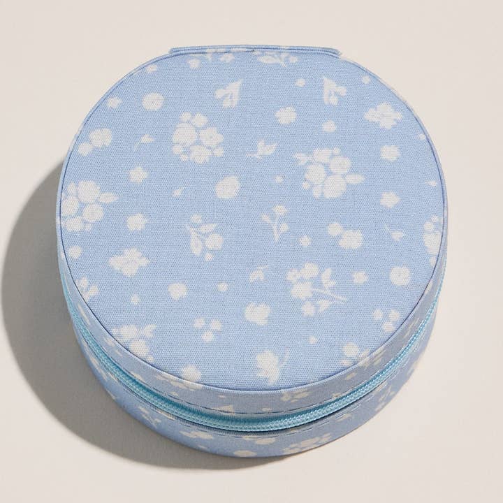 BL Blue Floral Cotton Travel Jewelry Box for wholesale on Faire0