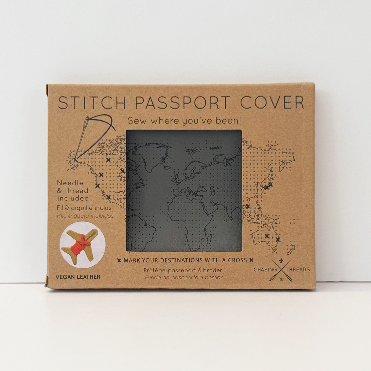 Chasing Threads - Wholesale Passport Case - Unisex - Stitch Where You've Been Passport Cover Kit - Grey Leather7