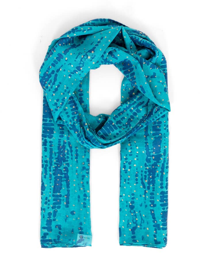 Lenço Leve de Algodão Soraya - Azul/Água, Tie Dye por atacado de Sarta Accessories