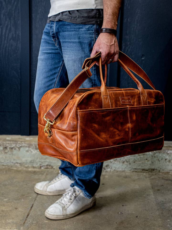Weekender Bag Tan | Horween Leather for wholesale by WiesMade