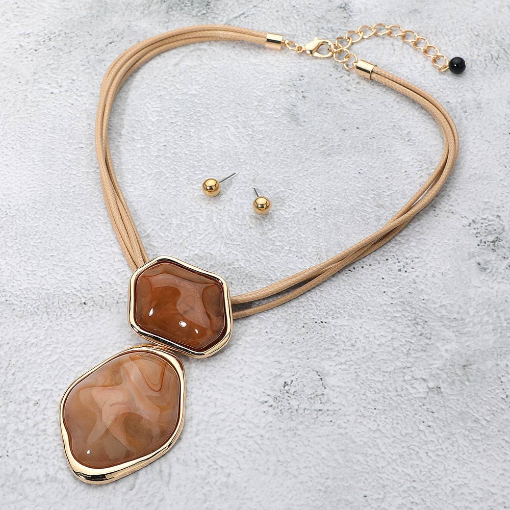 Sensibling Corp. – Engroshandel Halskæde med vedhæng – Fed abstrakt dobbelt harpiksled vedhæng statement halskæde2