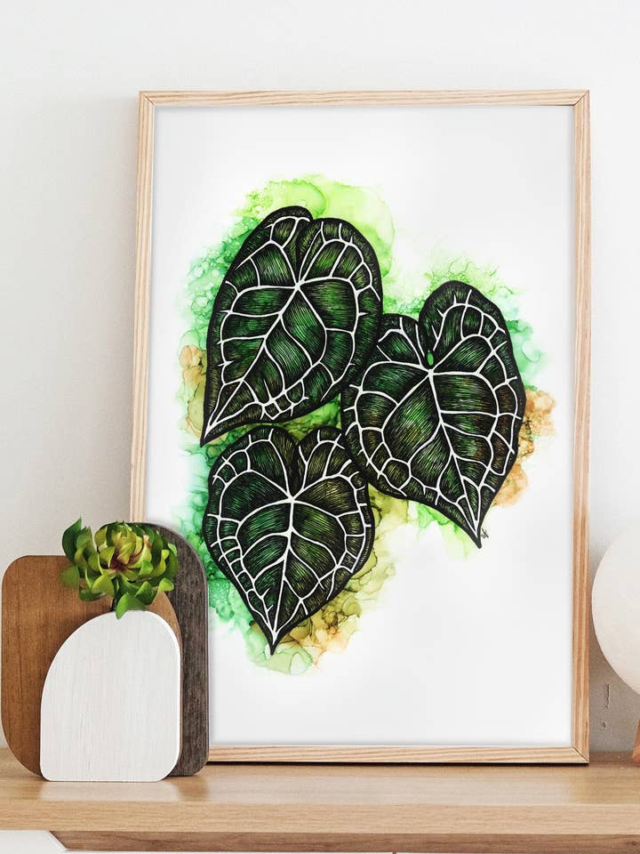Anthurium Crystallinum Art Print | Plant Botanical Painting for wholesale by Geoform Designs