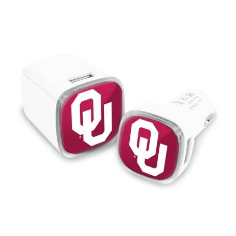 NCAA Oklahoma Sooners Car & Wall Charger 2-Pack for wholesale by Prime Brands Group