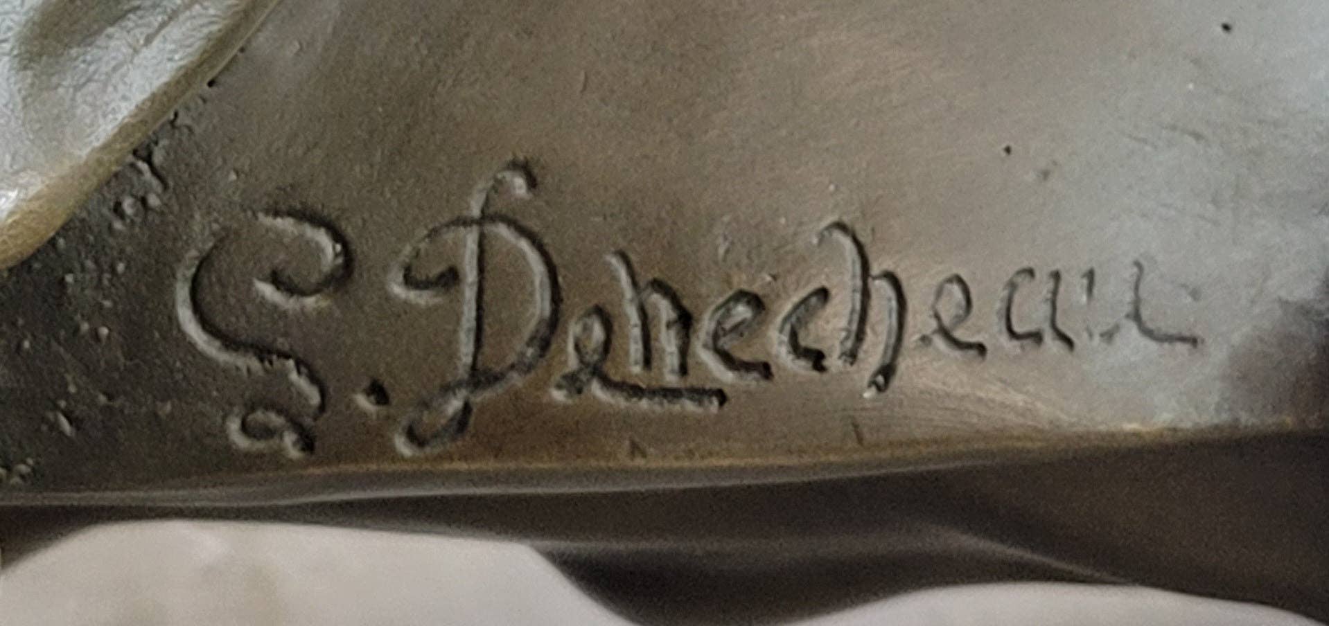 Bronzhaus - Wholesale Sculpture - Diana on a Crescent Moon by Séraphin Denécheau Bronze Sculpture on Marble Base9