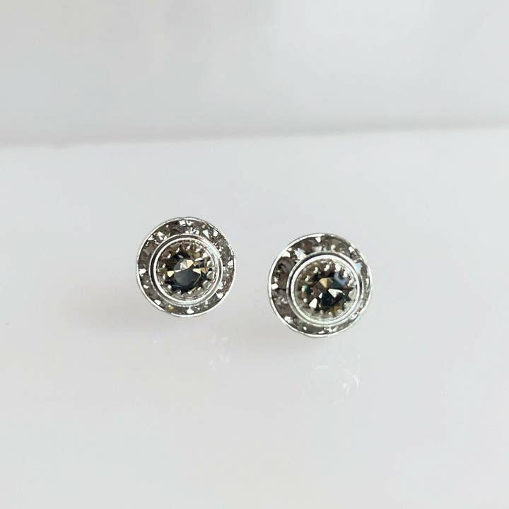 Black diamond post earrings for wholesale by Love Your Bling®