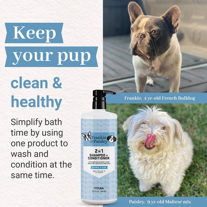 Frankie & Paisley Pet Products - Wholesale Pet Shampoo - Dog - 2-in-1 Shampoo + Conditioner Oatmeal & Aloe - 32oz6
