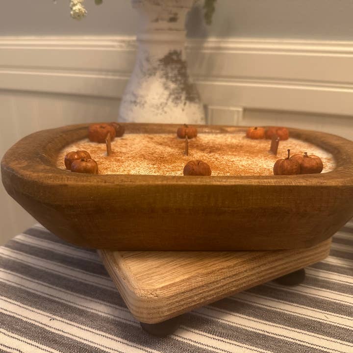 Shells Primitives/No Place Like Home - Wholesale Jar/Filled Candle - Dough Bowl Soy Wax Candle w/ mini pumpkins3