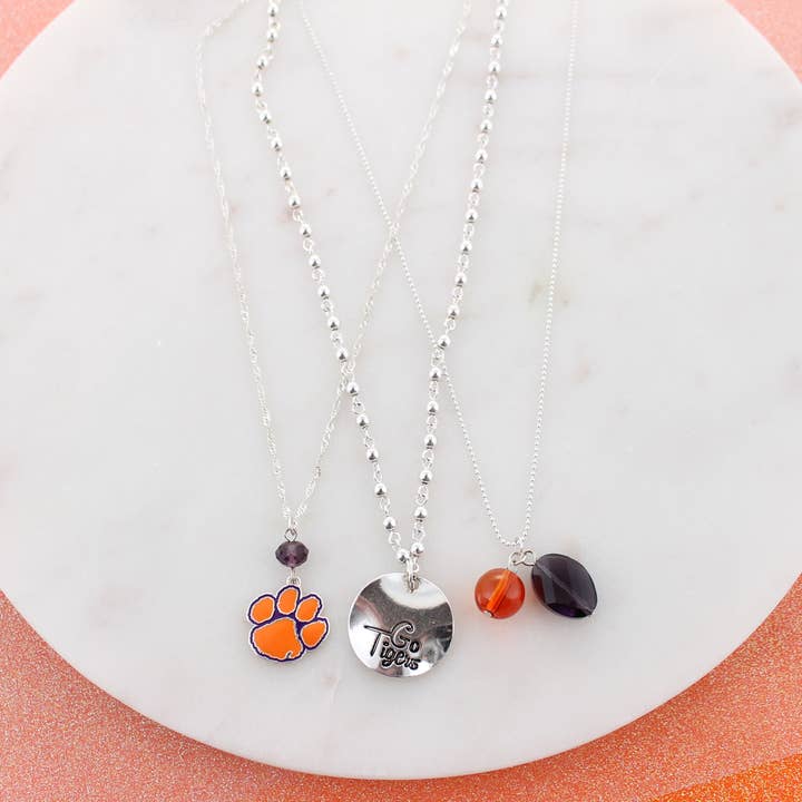 Clemson - Collar de plata, diseño de disco para venta al por mayor de Seasons Jewelry