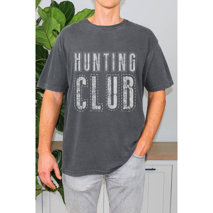 Distressed Hunting Club Graphic Tee for wholesale by Bella Me