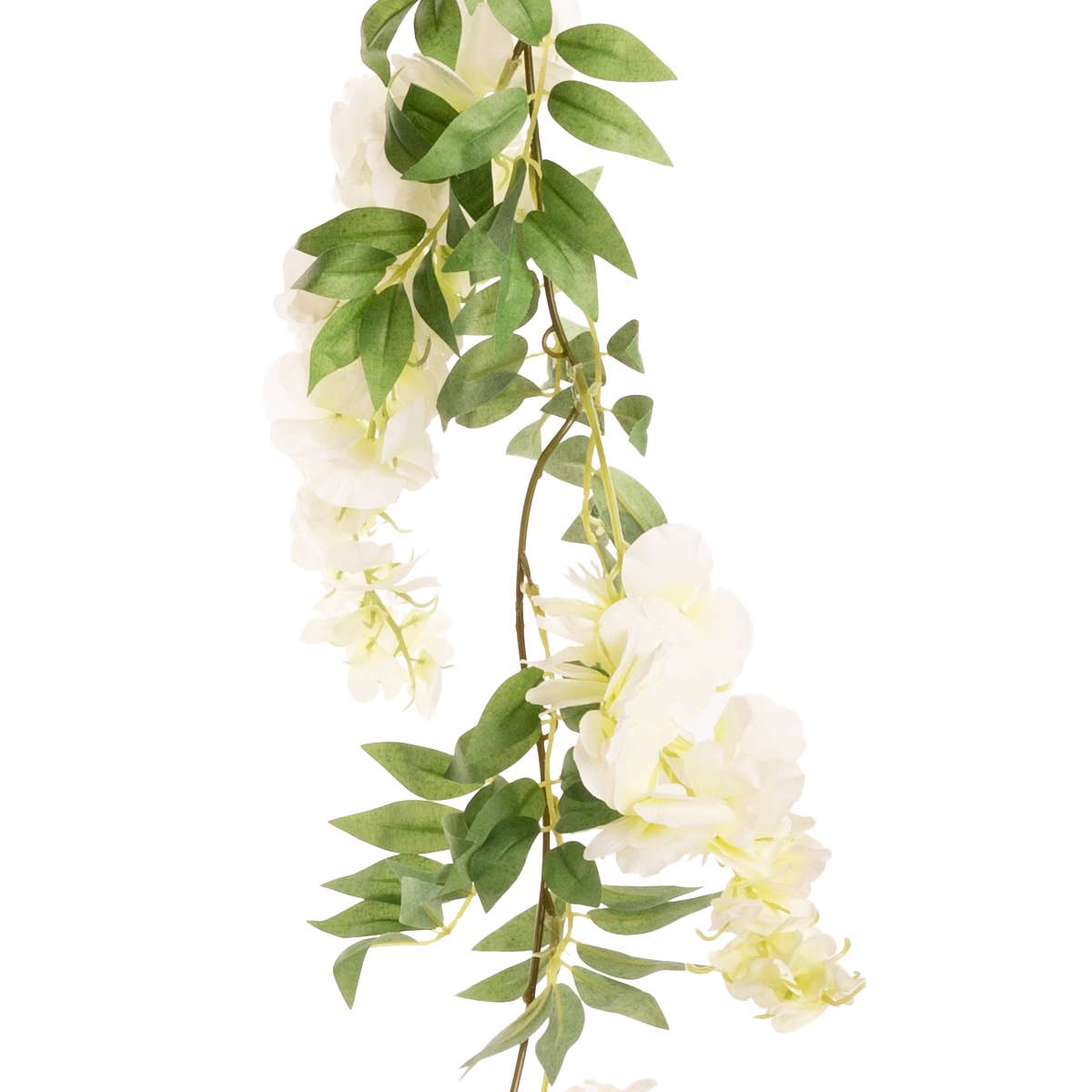Eleganza Floral - Wholesale Artificial Flowers - Wisteria Garland 1.8m 3 Large 6 Small 34 Leaves White0