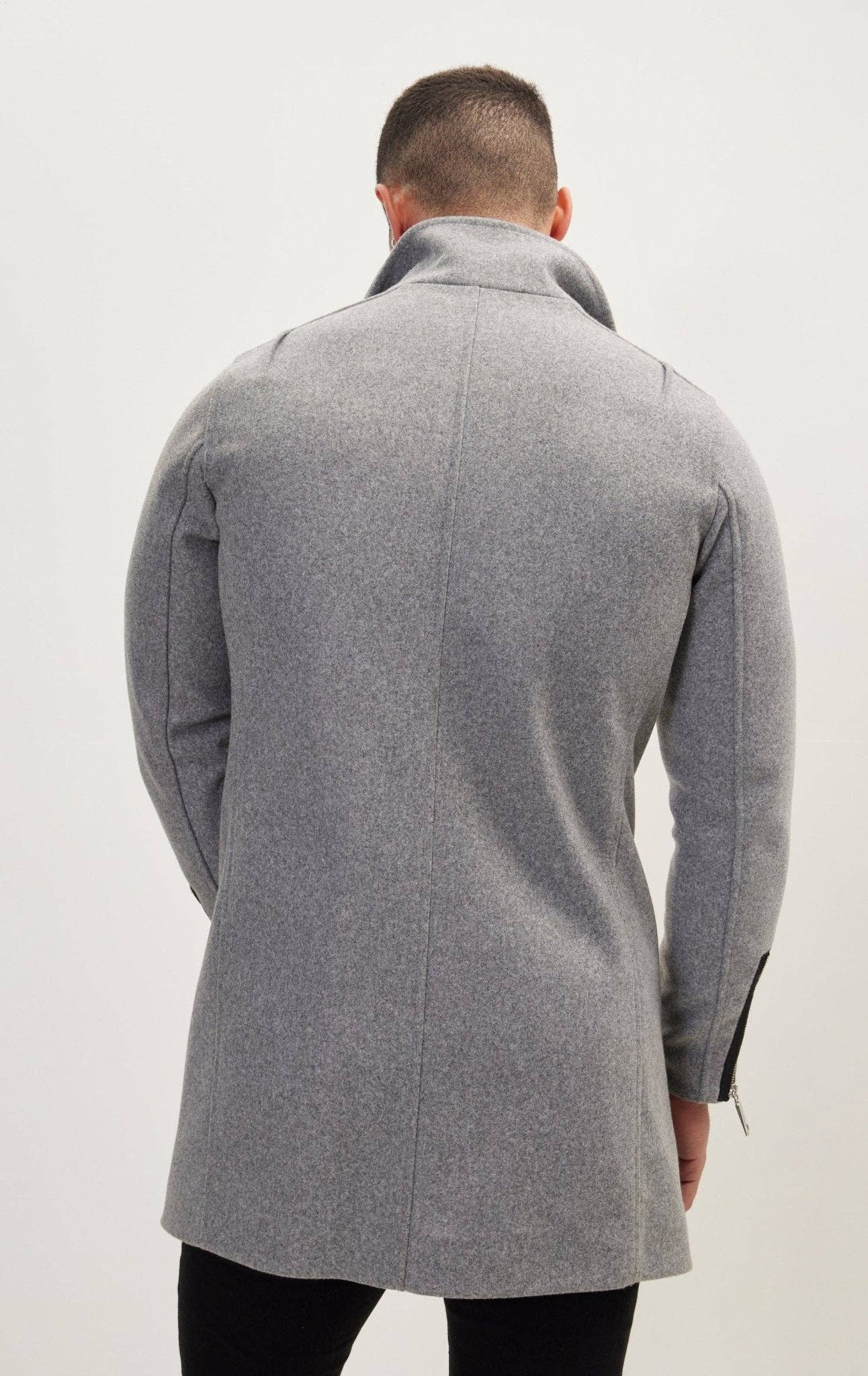Men's Asymmetrical Zipper Closure Coat - Grey for wholesale on Faire2