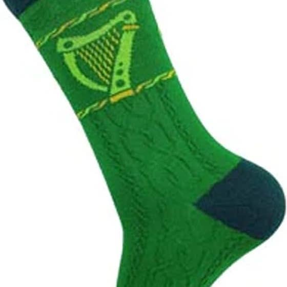 Cotton Aran Socks with Irish Harp Motif for wholesale by Dublin Gift Company