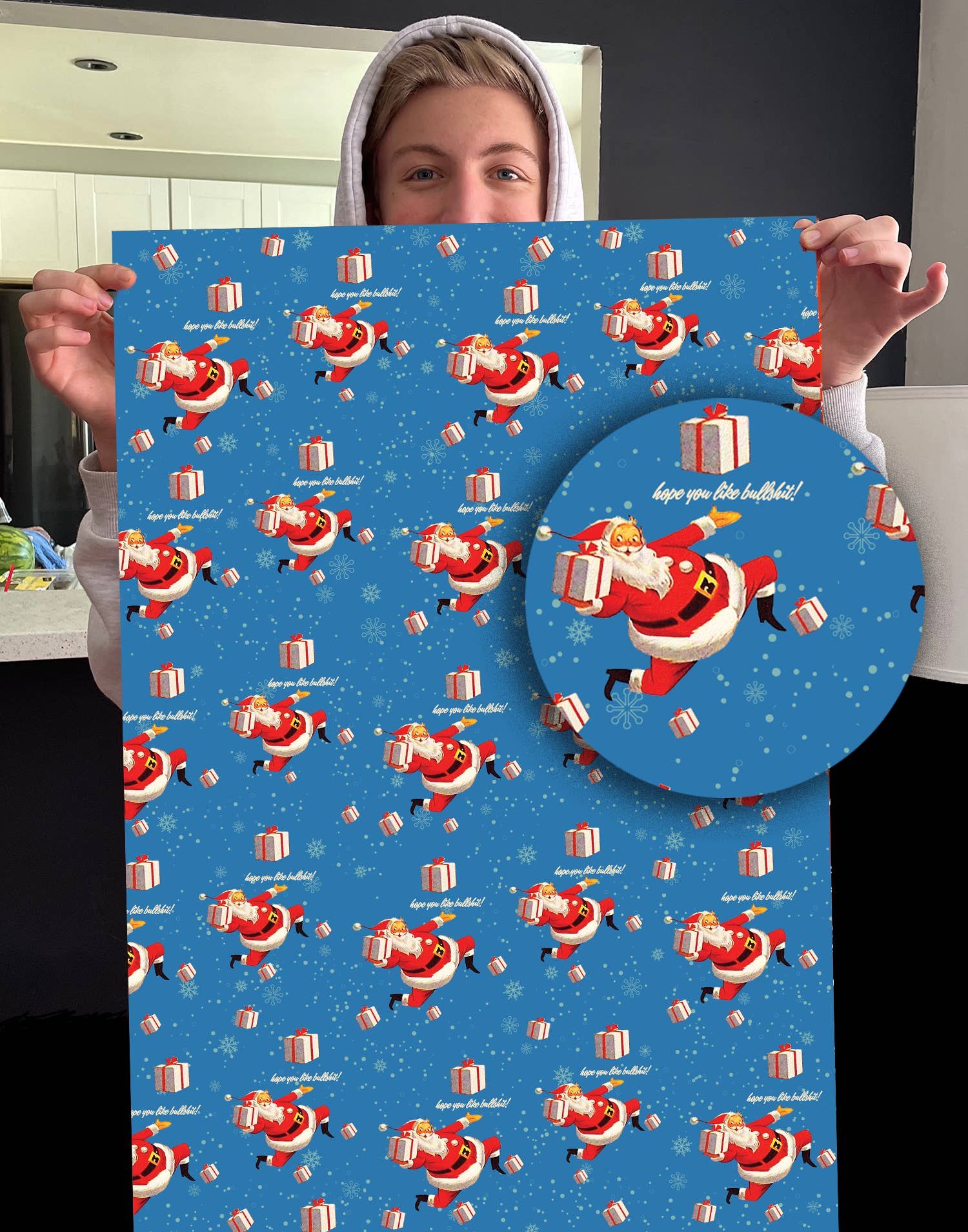 offensivedelightful - Wholesale Flat Wrap - BULLSHIT SANTA / doublesided Giftwrap / roll of 2