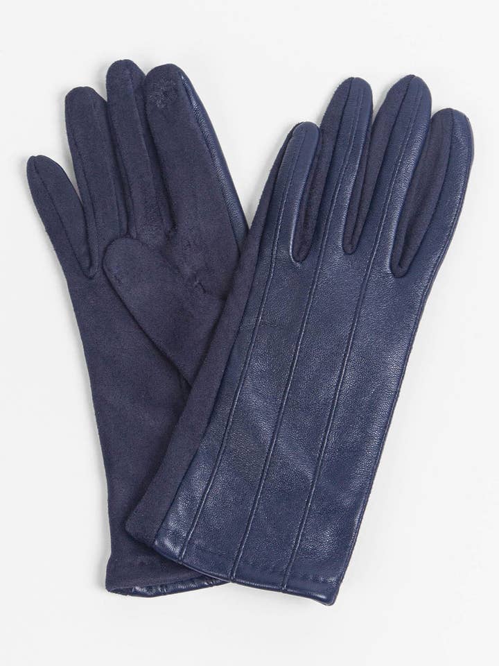 Luvas de ecrã táctil com ponto vertical azul marinho por atacado de Sarta Accessories