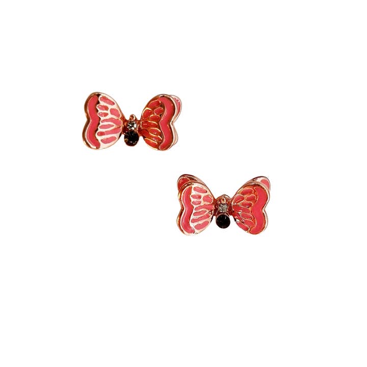 ZODA - Wholesale Stud/post earrings - Epoxy Butterfly Stud Earring Pink