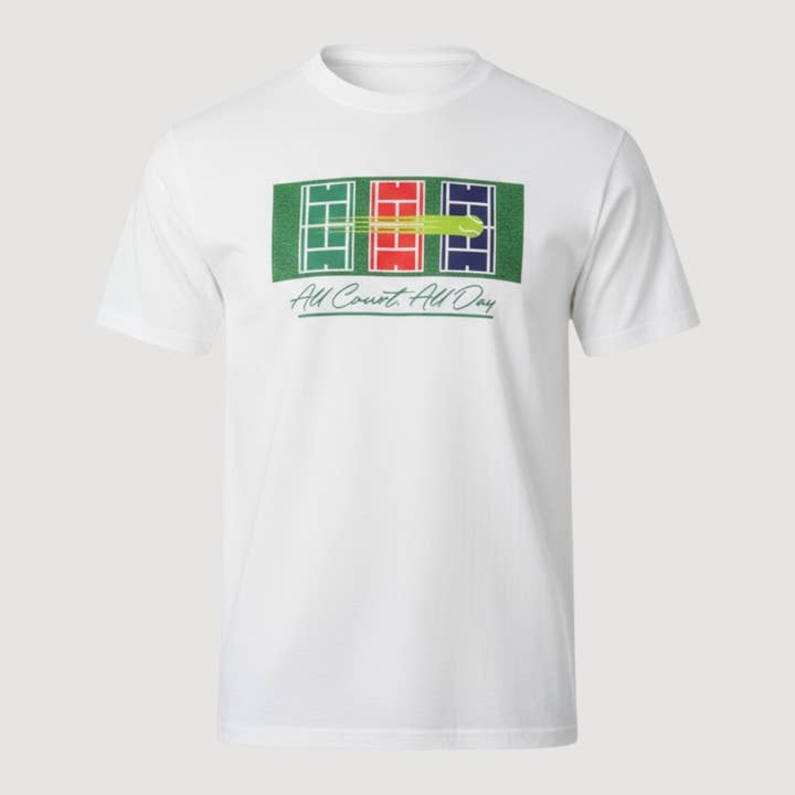 ALL COURT ALL DAY T-SHIRT - UNISEX - WHITE for wholesale by Vacay All Court Apparel