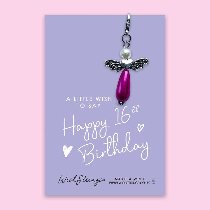 HAPPY 16th BIRTHDAY - Wish Angel Clip (J171) for wholesale by WishStrings