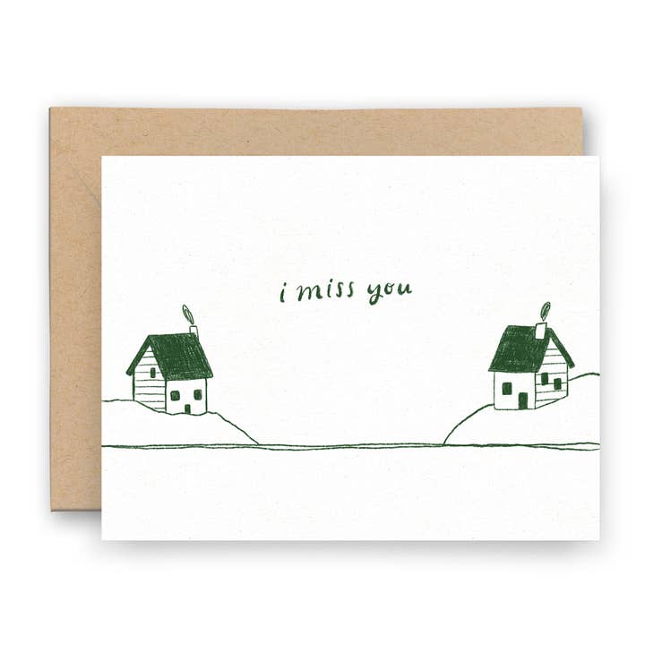 I Miss You From Afar Letterpress Card for wholesale by Finch and Flourish Paper Goods