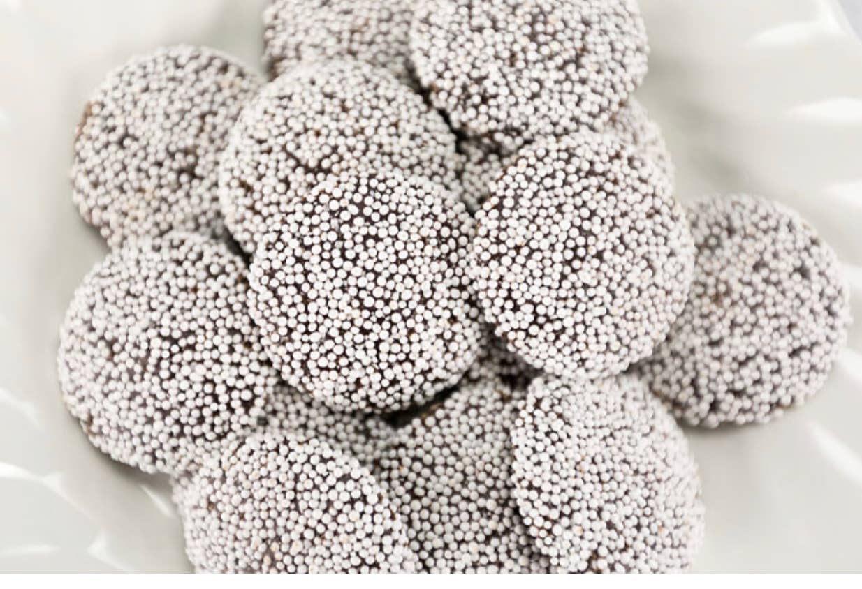 Four Brothers Chocolates - Wholesale Chocolate Covered Sweets - 2 oz. "Grab-n-Go" Dark Nonpareils1