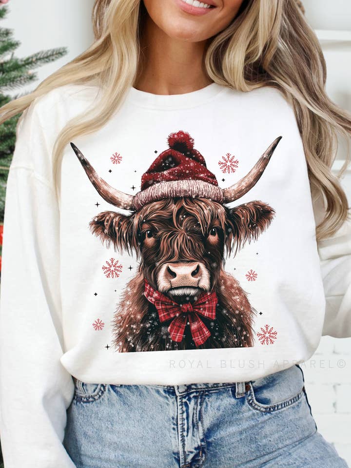 Highland Christmas Cow Full Colour Transfer for wholesale by RBA Transfers