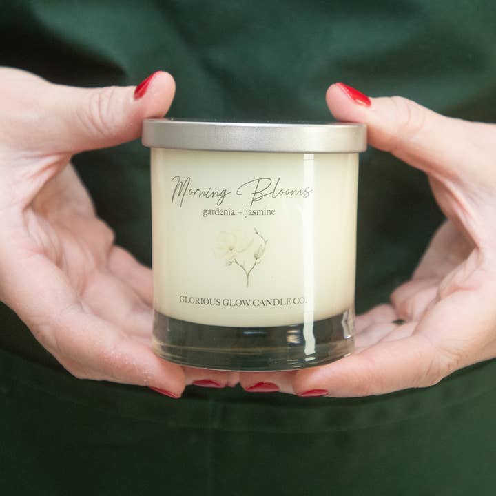 Glorious Glow Candle Co. - Wholesale Jar/Filled Candle - Morning Blooms 8 oz. Soy Blend Container Candle with Lid1