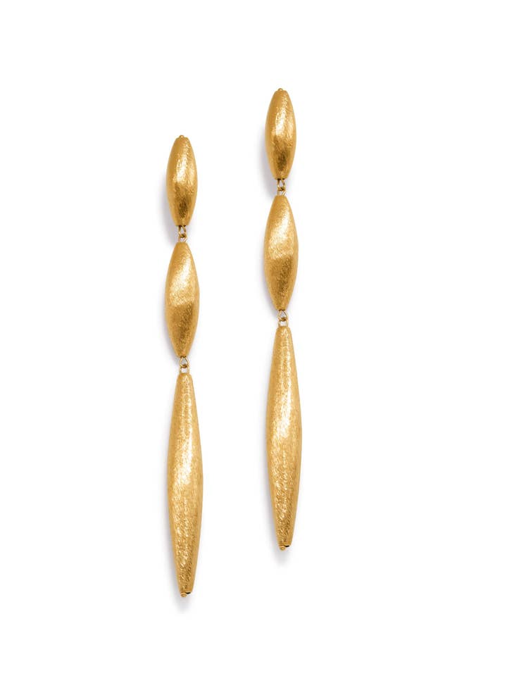Zeppelin Isla Three Drop Gold Earrings for wholesale by JAREDJAMIN