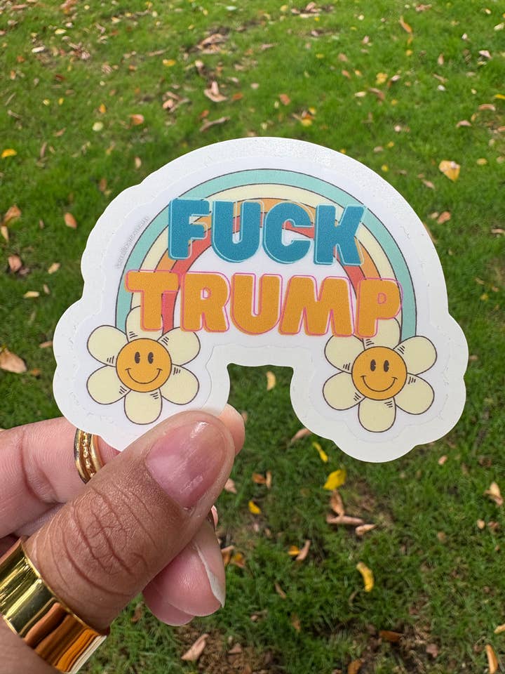 F*ck Trump vinyl sticker for wholesale by Sacred Paintbrush Arts