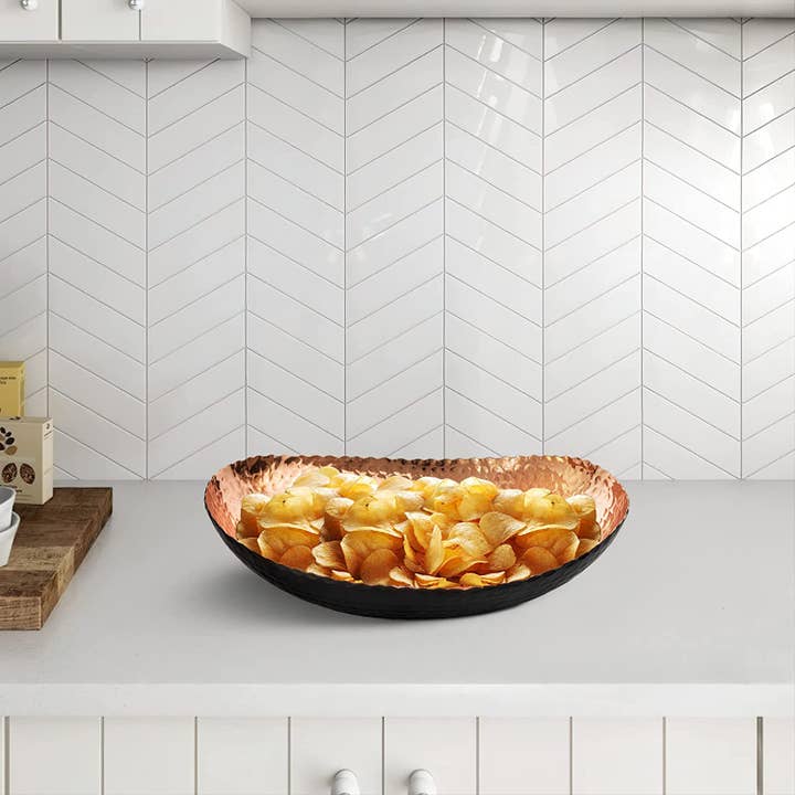 Monarch Abode - Wholesale Decorative Plate/Dish/Bowl - Hand Hammered Modern Decorative Bowl 12.75 x 8.75 inch3