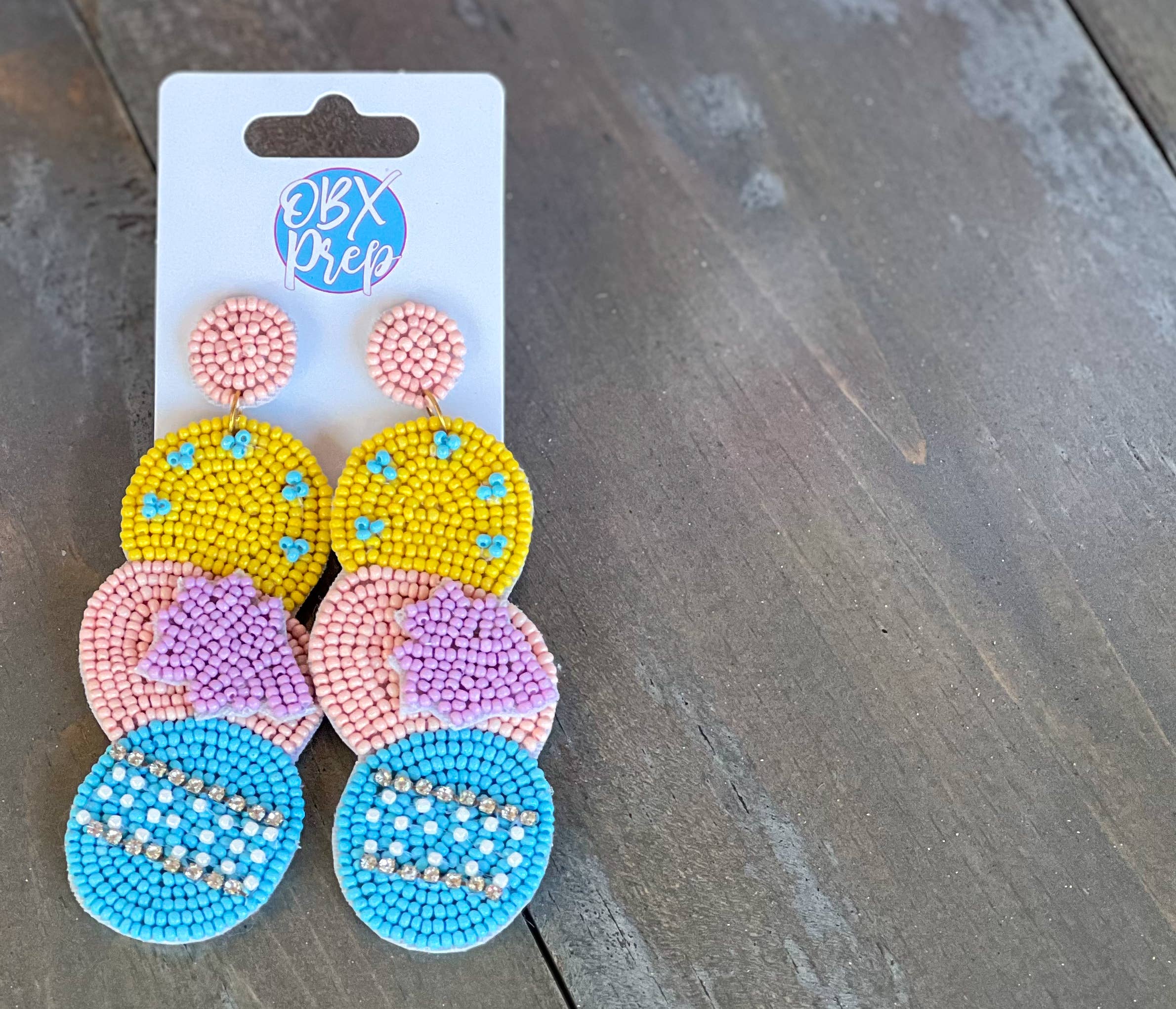 OBX Prep - Wholesale Dangle Earrings - Easter Eggs Soft Pastel Spring Seed Beaded Drop Earrings2