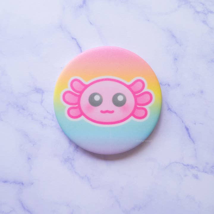 NatGreenArt – wholesale Compact mirror – Axolotl Sparkly Pocket Mirror1