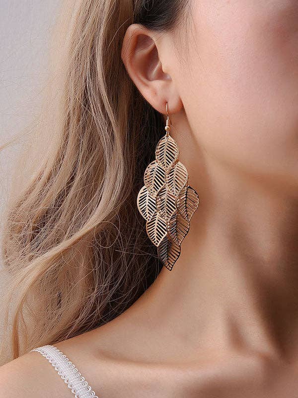 MoodGold - Wholesale Dangle Earrings - Fashion Simple Cutout Leaves Earrings8