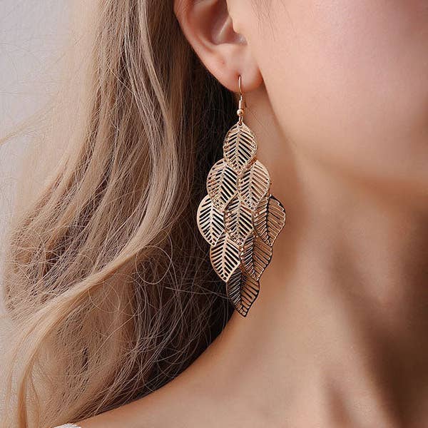 MoodGold - Wholesale Dangle Earrings - Fashion Simple Cutout Leaves Earrings8