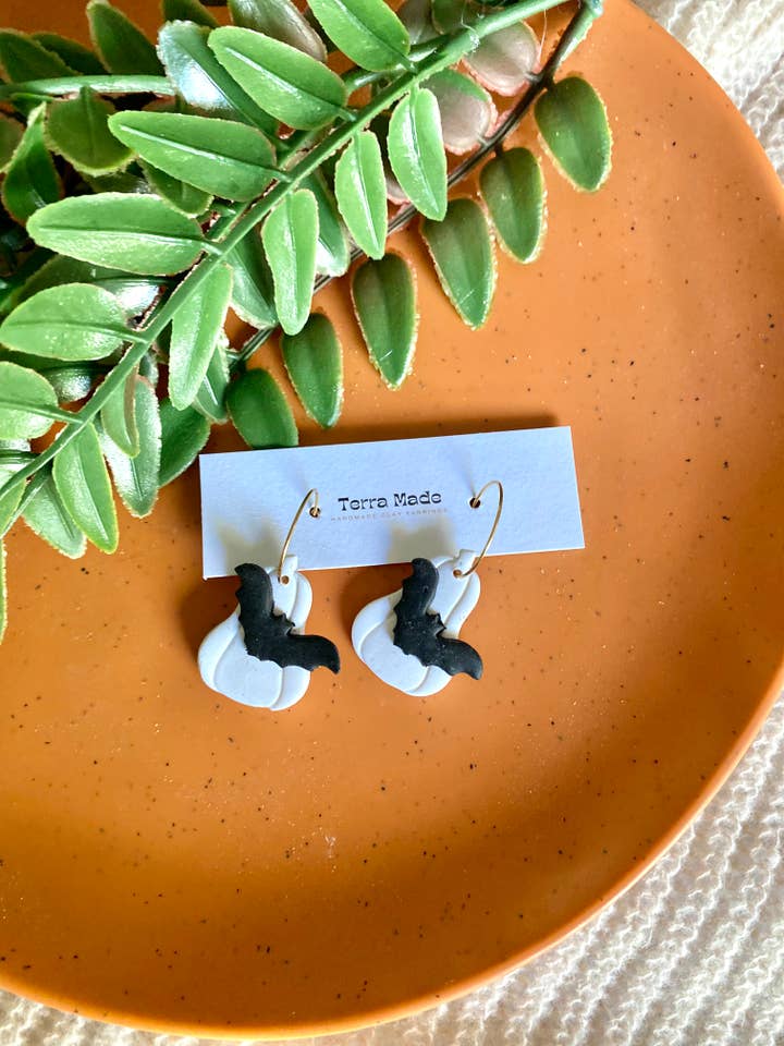Batty pumpkin dangle earrings for wholesale by Terra Made