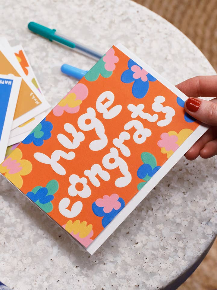 Huge Congrats Embossed Greetings Card for wholesale by Wrap (US duties paid)