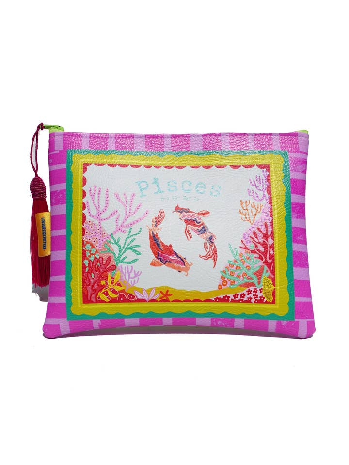 Borsa per trucchi in pelle vegana Pesci per la vendita all'ingrosso da parte di Lousurfacepattern