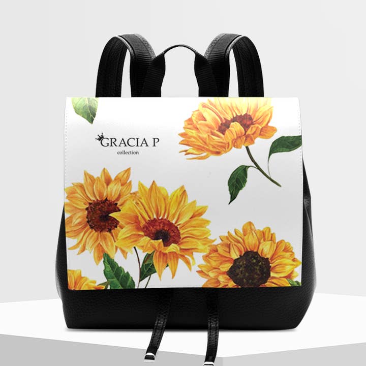 Mochila Molly de Gracia P - Mochila italiana - Girasoles blancos para venta al por mayor de GLOBALSHOP SRL