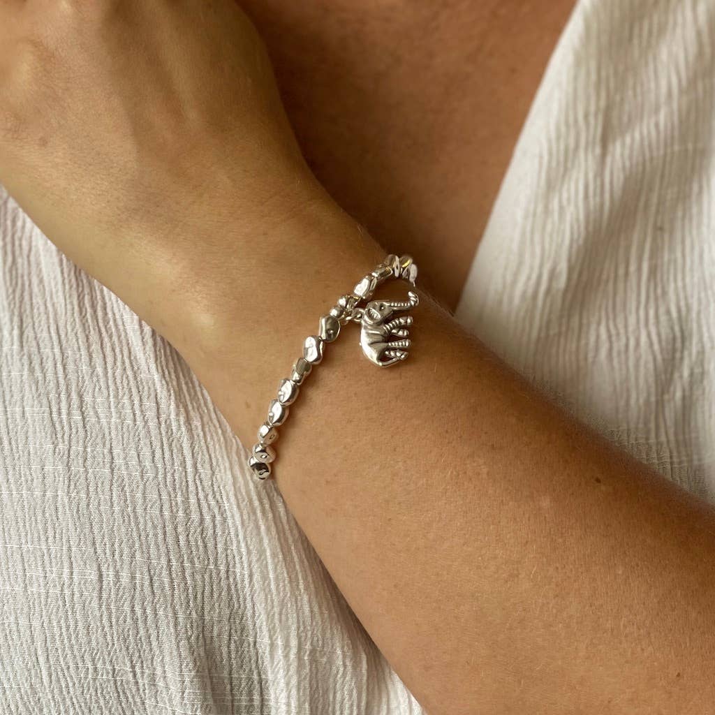 Suzie Blue Canada - Wholesale Charm/Dangle Bracelet - Elephant Charm Nugget Bracelet in Silver Plate1