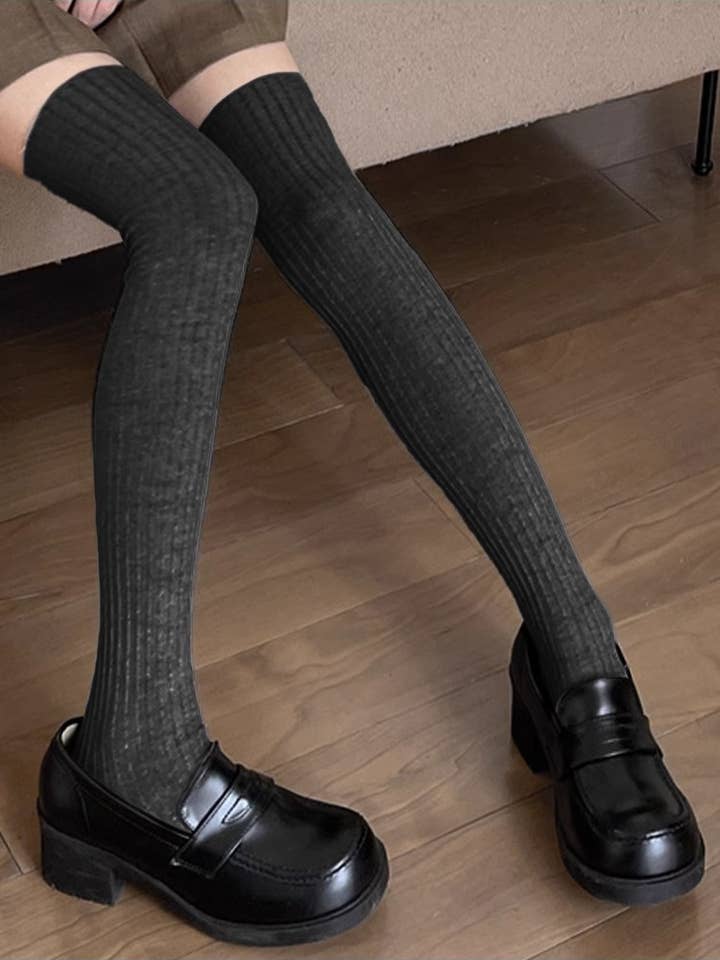 LadyJuneAccessories - Wholesale Socks – Women's - Ribbed Knit Over-the-Knee Socks – Korean Winter Essentials3