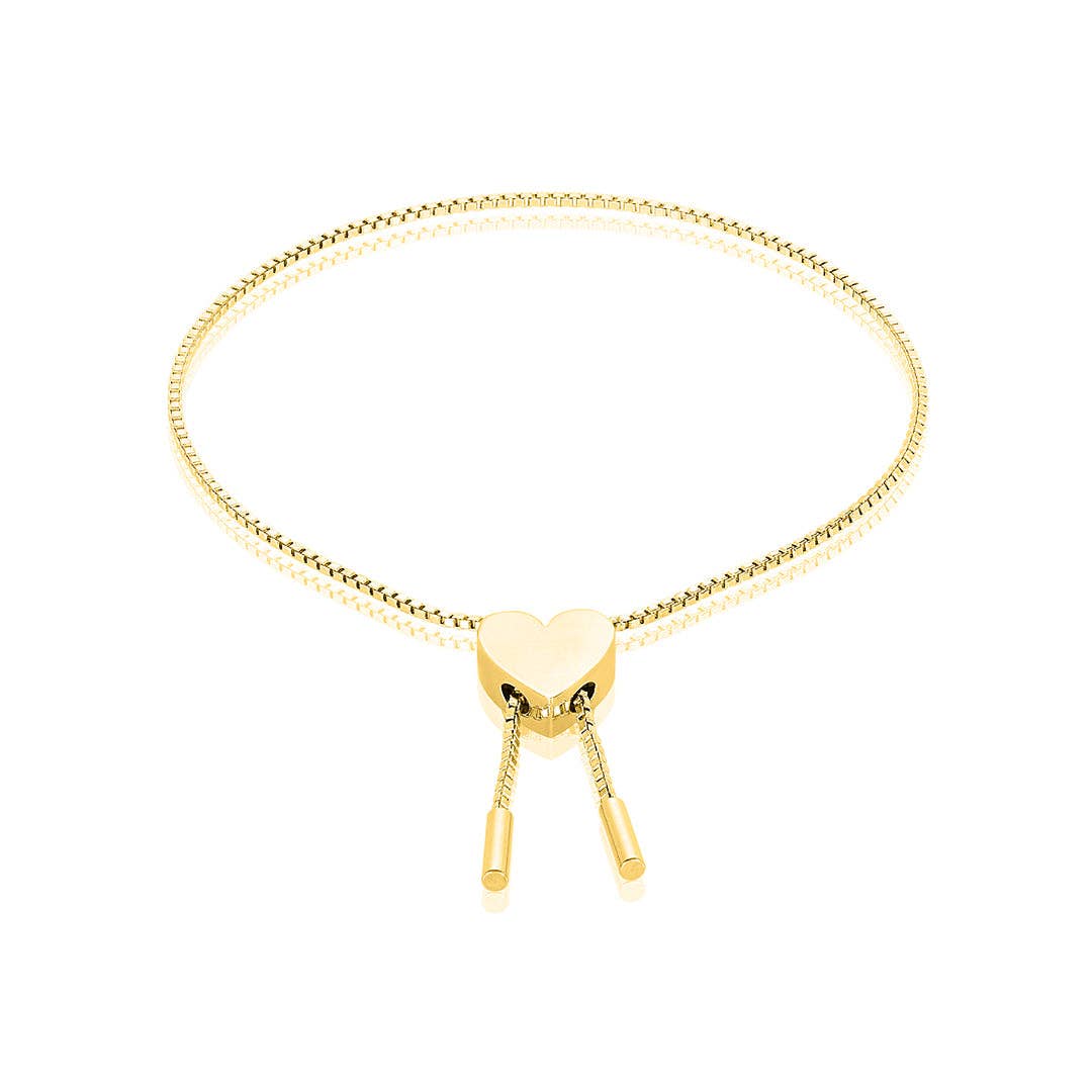 Adornia – Engroshandel Armbånd med vedhæng – Heart Bolo Armbånd sølv guld0